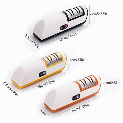 Multifunctional Electric Knife Sharpener. Automatic, professional, small - sized for kitchen use. Quick - sharpening with non -