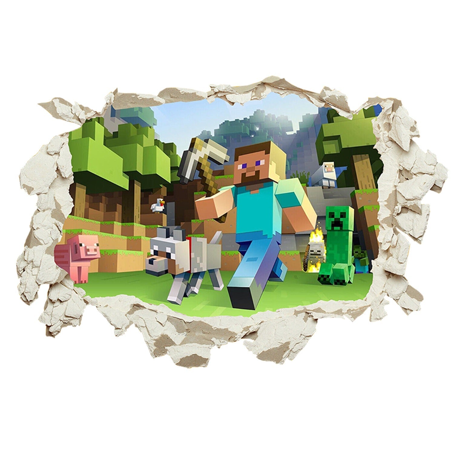 Minecraft run away My World Wall Stickers Living Room Children&