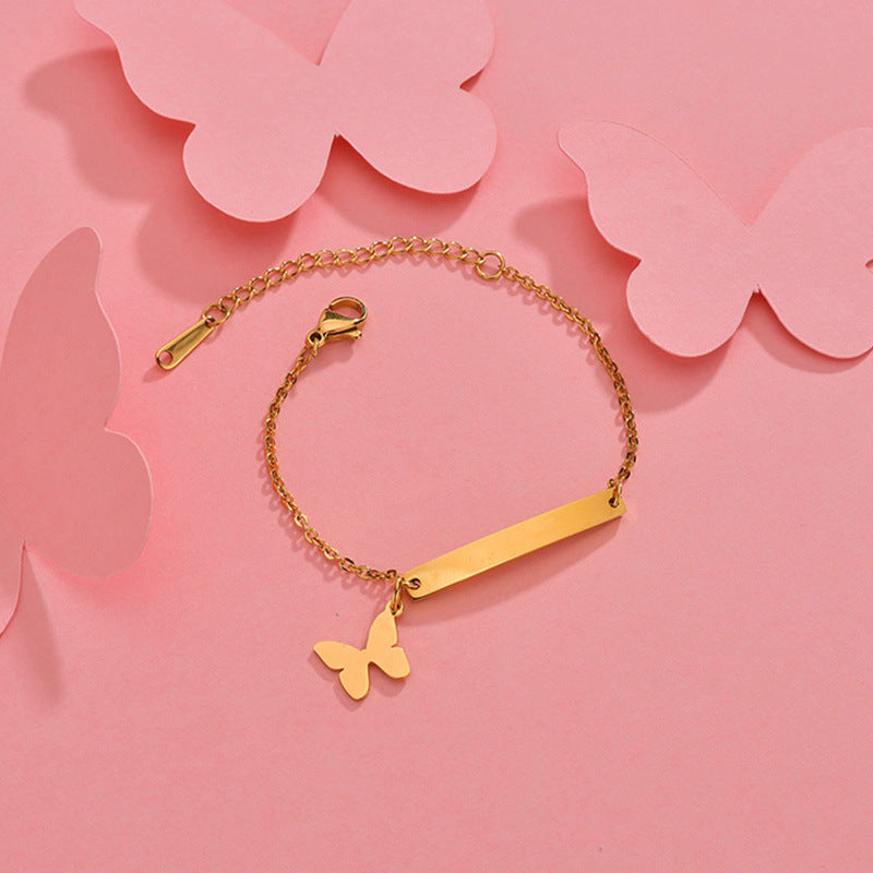 Stainless steel personalized engraved three color curved bracelet simple and personalized women&