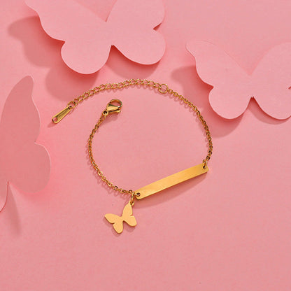 Stainless steel personalized engraved three color curved bracelet simple and personalized women&