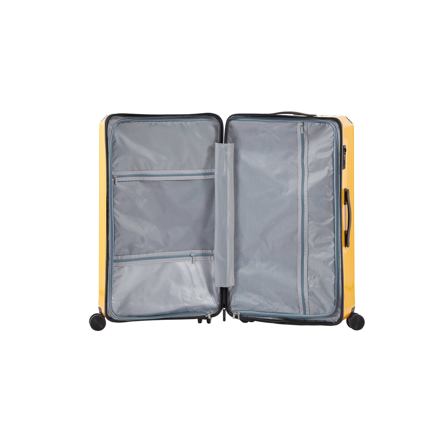 Luggage Set 4 pcs (20"/24"/29"/Travel Bag), PC+ABS Durable Lightweight Luggage with Collapsible Cup Holder TSA Lock, Yellow