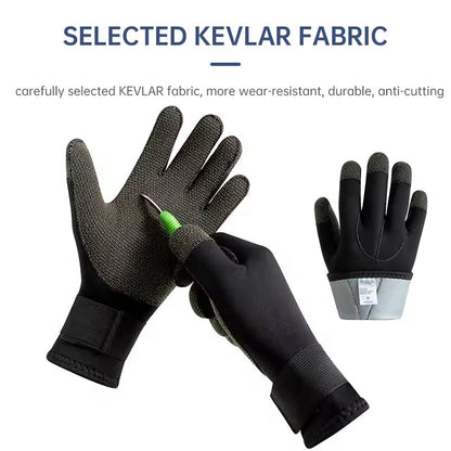 3/5mm Thick Kevlar Diving Gloves. Scratch-proof, for fish hunting, deep dive, spearfishing &amp; skiing.