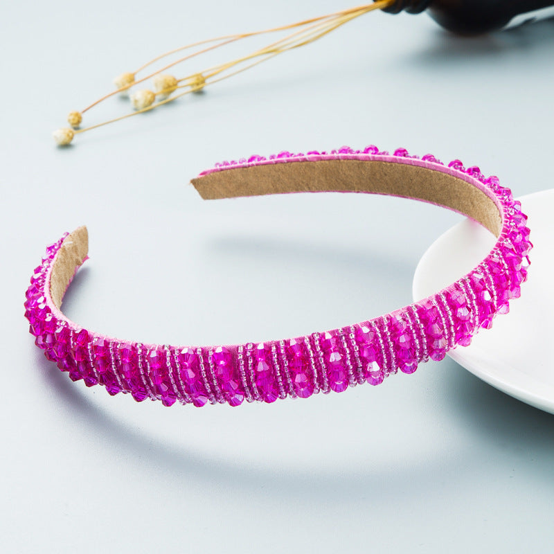 Hair Hoop Hand-Woven Beaded Headband Female Baroque Sponge Hair Bundle Korean Face Wash Hair Accessories