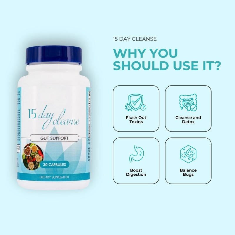 Newest 30 Pills One Bottle TK Hot 15 Day Bowel CLEANSE CAPSULES Constipation &amp; Diarrhea Home Travel Essentials Gifts