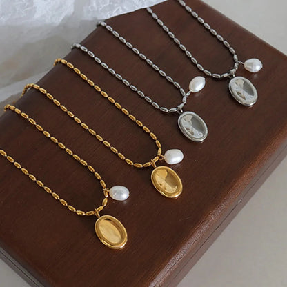 Elliptical brand niche commuting fashion titanium steel necklace women&