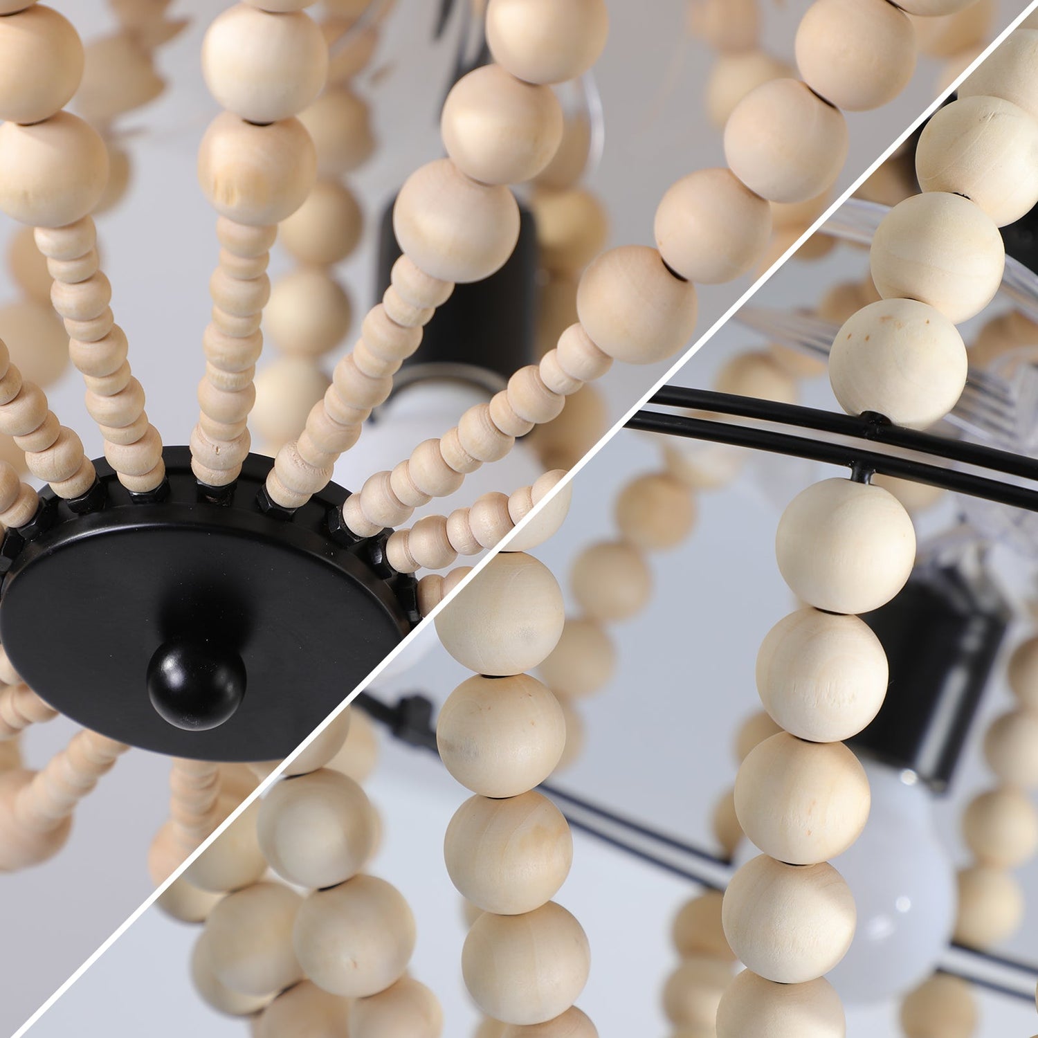 Beaded Wood Chandelier Fan