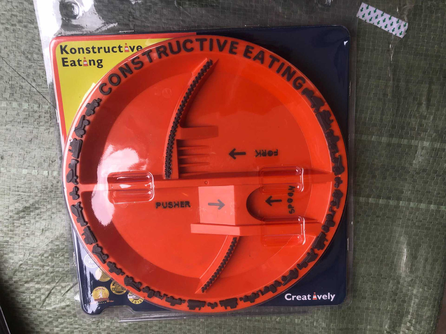Dinneractive car bulldozer excavator fork shovel dining plate children&