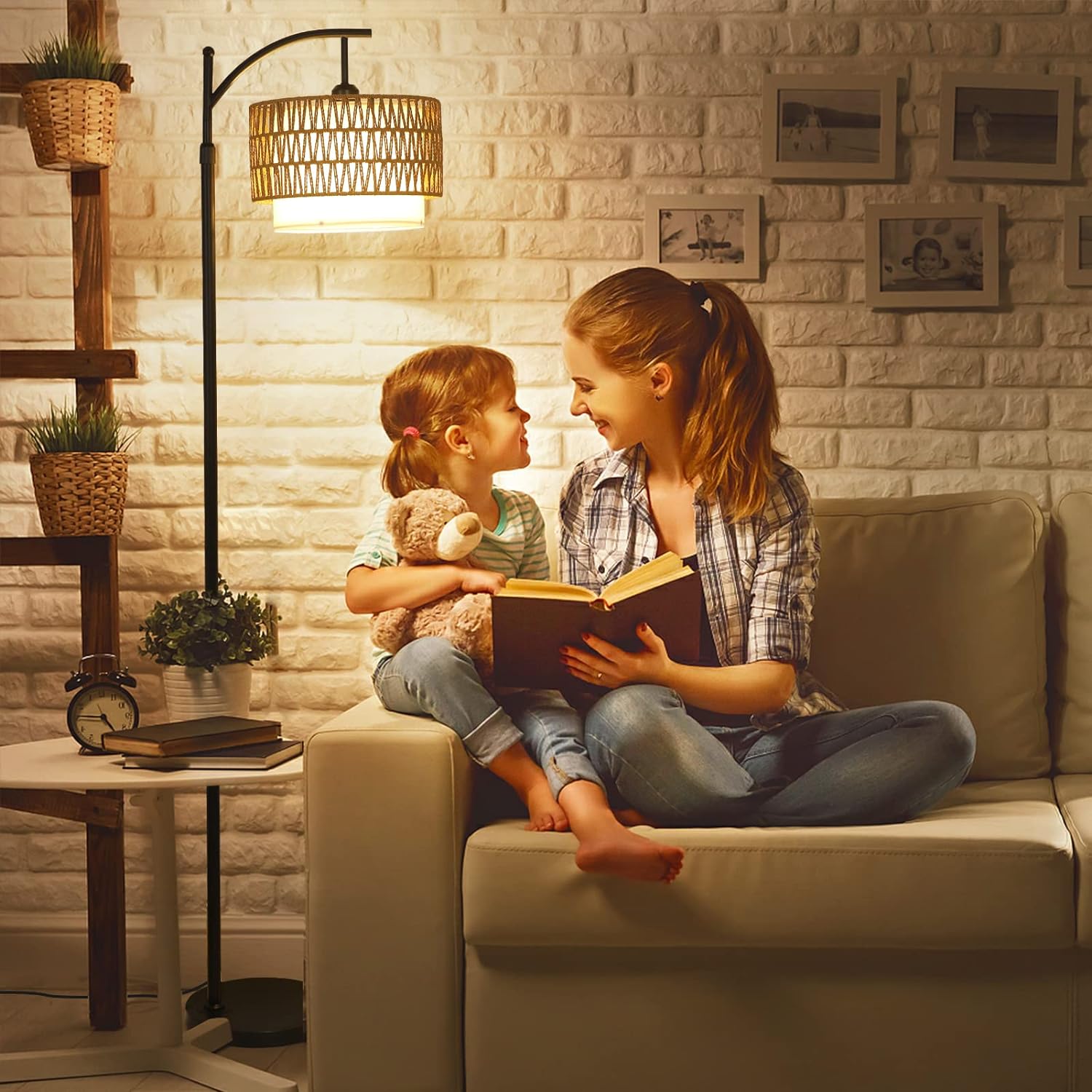 Arc Floor Lamp for Living Room with 3 Color Temperatures, Farmhouse Floor Lamps with Remote &amp; Dimmable Bulb Office