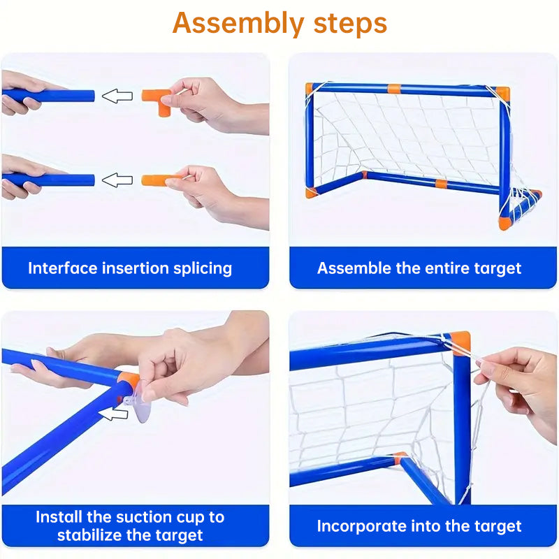Mini foldable plastic soccer set, detachable posts, high-strength, indoor/outdoor, kids&