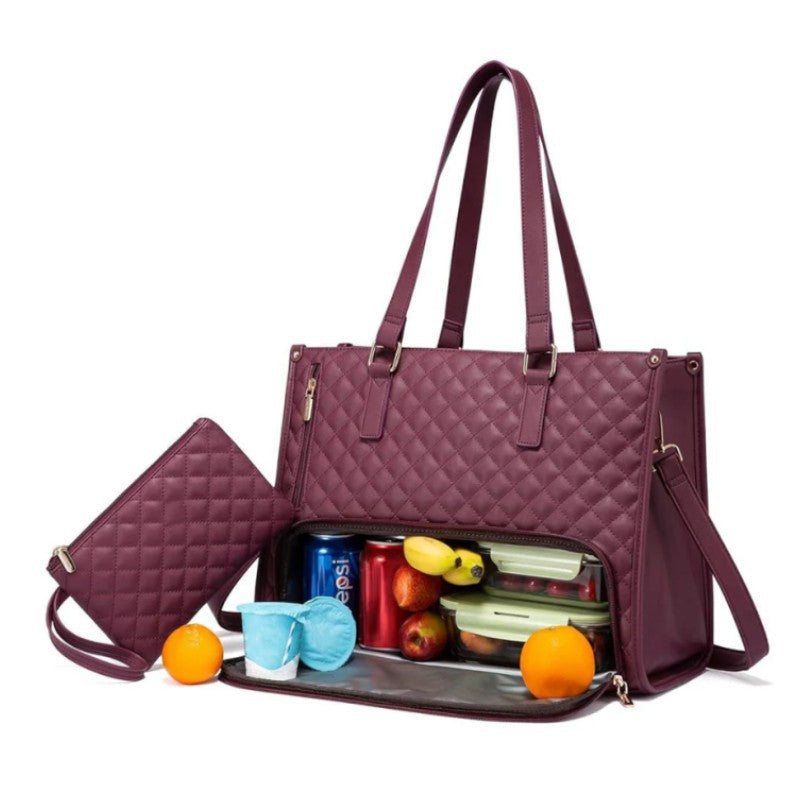2-in-1 Travel Tote: Laptop &amp; Insulated Lunch Bag. Ideal for Business, Work, Nursing, Office, College, Casual Use