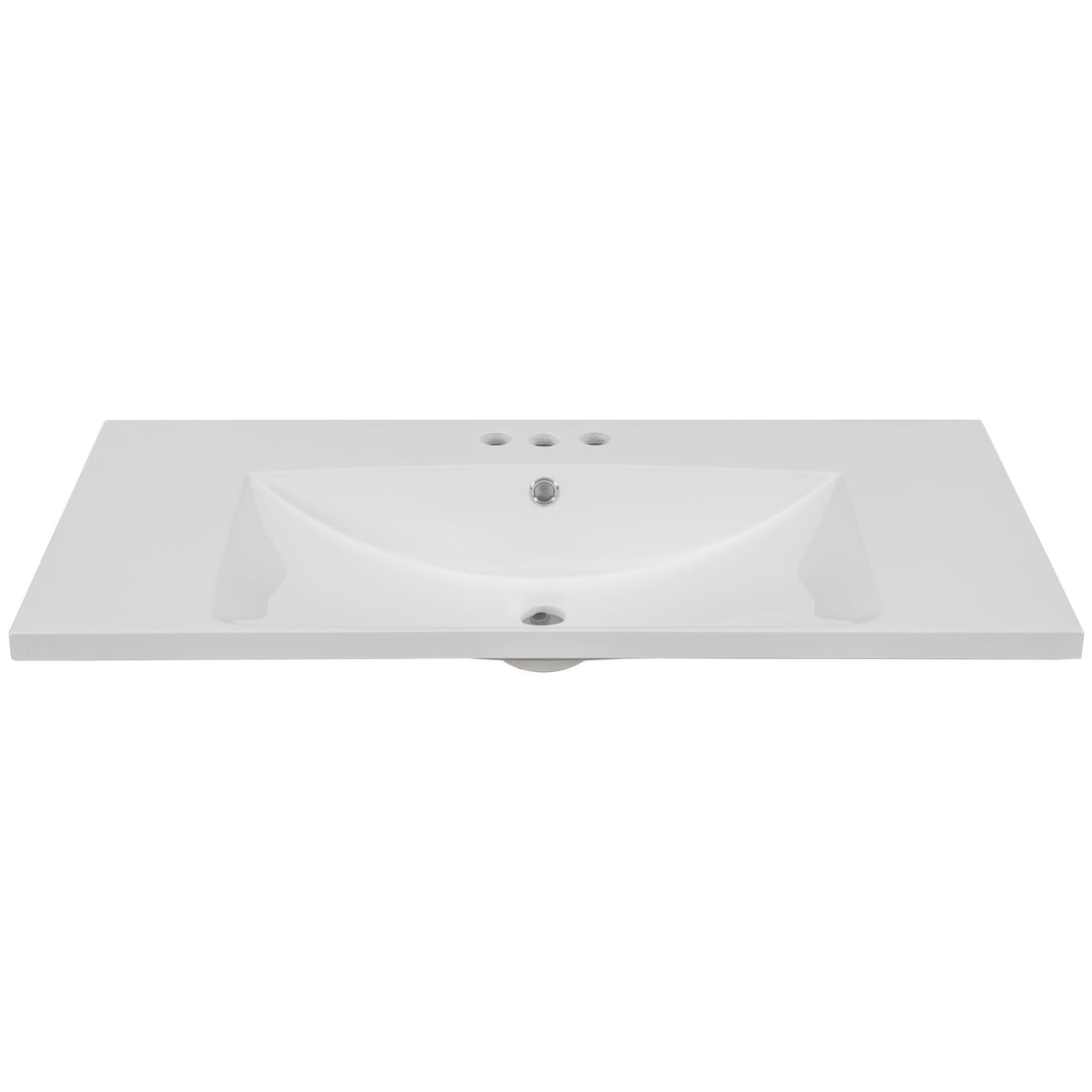36" Single Bathroom Vanity Top with White Basin  3-Faucet Holes Ceramic  White