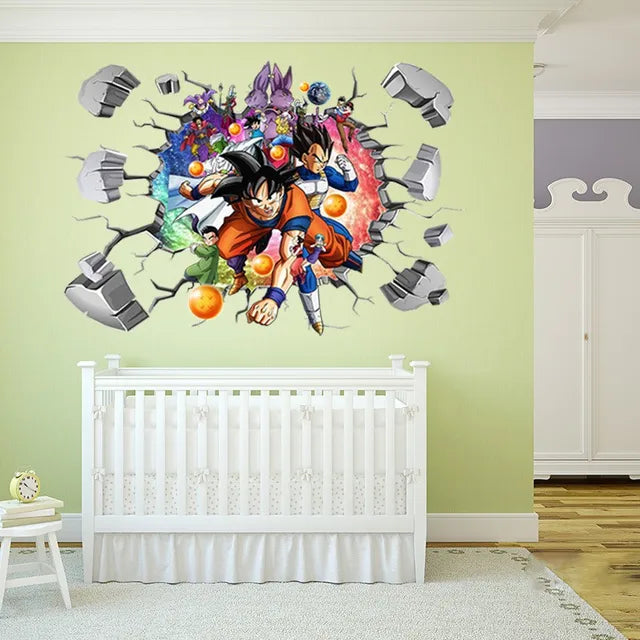 Riman Dragon Ball 3D Wall Sticker Corridor Layout Decorative Sticker Super Saiyan Cartoon DIYSticker Son Goku Children&