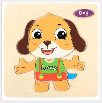 3D Puzzle Wooden Toys For Children Cartoon Animal Vehicle Wood Jigsaw Kids Baby Early Educational Learning Toy 