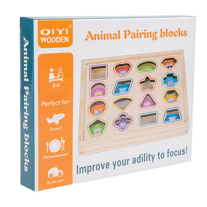 Wooden shape matching block box, children&