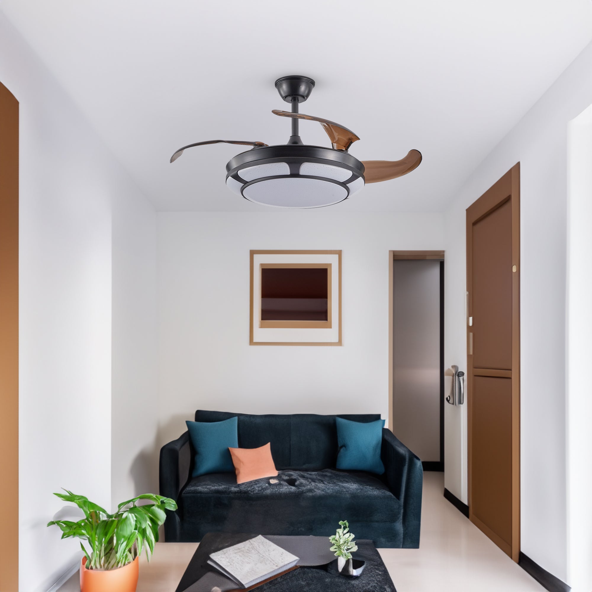 Retractable Invisible Ceiling Fan Light
