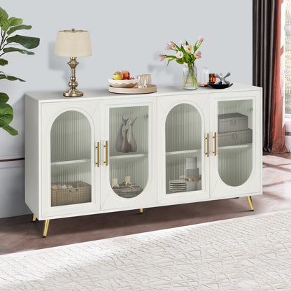 TV Stand for 65+ Inch TV, Wood TV Stand with Storage Cabinet &amp; Adjustable Shelves, Media TV Console for Living Room Bedroom