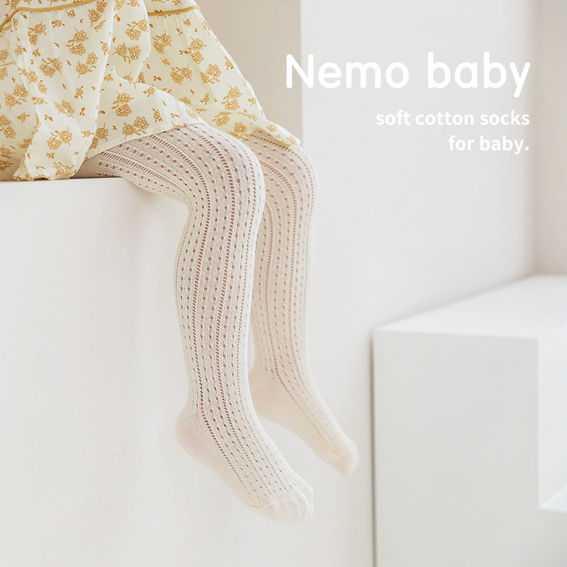 Spring And Summer Baby Girl Leggings Combed Cotton Boneless One-Piece Socks Mesh Outer Wear Cute Thin Children&
