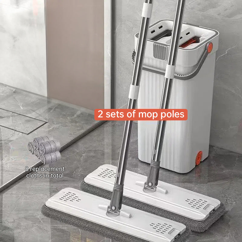 A 33cm Home Floor Cleaning Set: Hand Free Flat Mop &amp; Bucket, 360° Rotating, Washable Microfiber, Lazy Cleaning Tool.