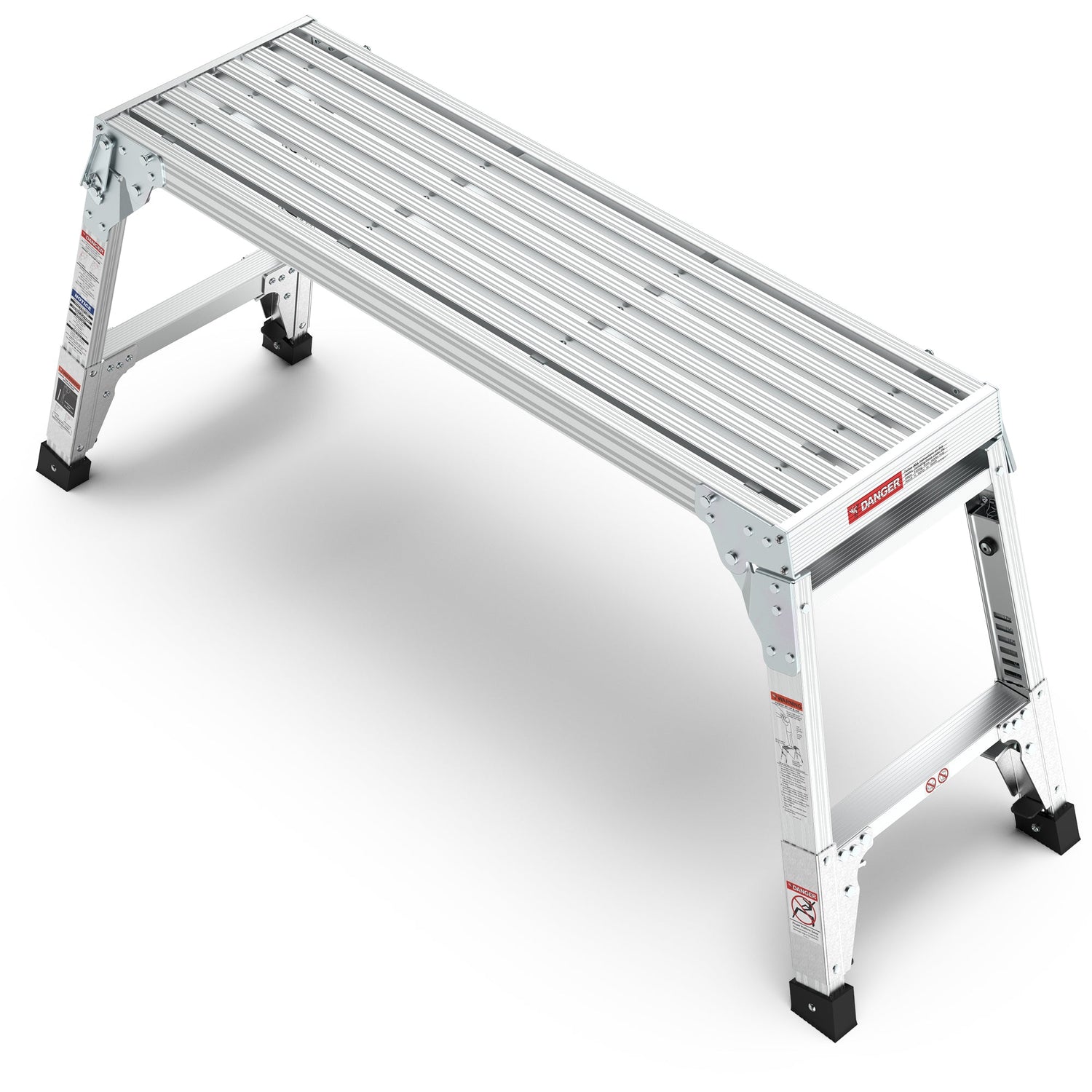 Aluminum Work Platform Large Size Step Stool Folding Portable Work Bench 40" Width Telescopic Feet 22" -27.5" Height Adjustable