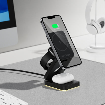 3 in 1 Wireless Charger Magnetic Foldable Charger For iphone charger power Adapter Charging Stand &amp; Holder