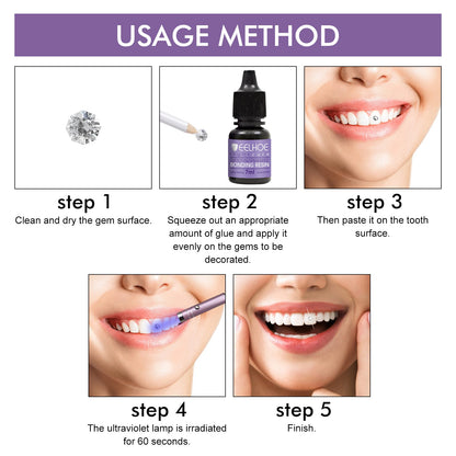 Tooth Gem Decorative Glue, DIY Fashionable Jewelry Bonding Teeth Gems Light Cured Adhesive Glue