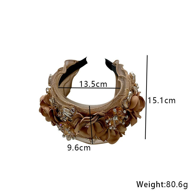 Fabric Flower Heavy Industry Wide Edge Crystal Super Immortal Women&