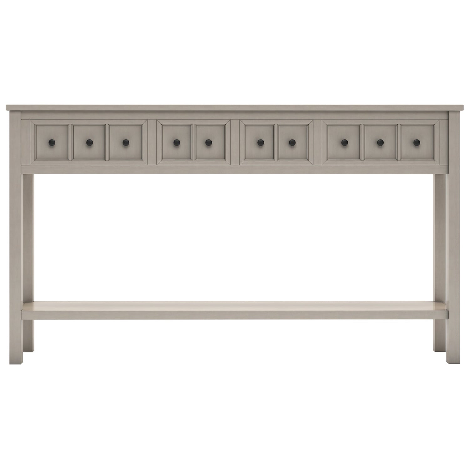 TREXM Rustic Entryway Console Table60" Long Sofa Table with two Different Size Drawers and Bottom Shelf for Storage (Gray Wash)