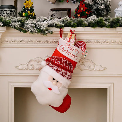 Christmas Decorative Socks 3D Elderly Elk Knitted Socks Children&