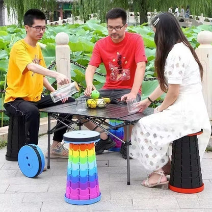 400lbs Capacity Heavy - Duty Folding Stool. Collapsible, Telescoping, Portable. Ideal for Camping &amp; Fishing.