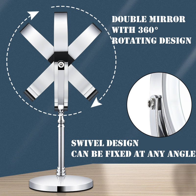 Dual sided 8" USB Wireless 1X&amp;10X Rechargeable Vanity makeup mirror with lights