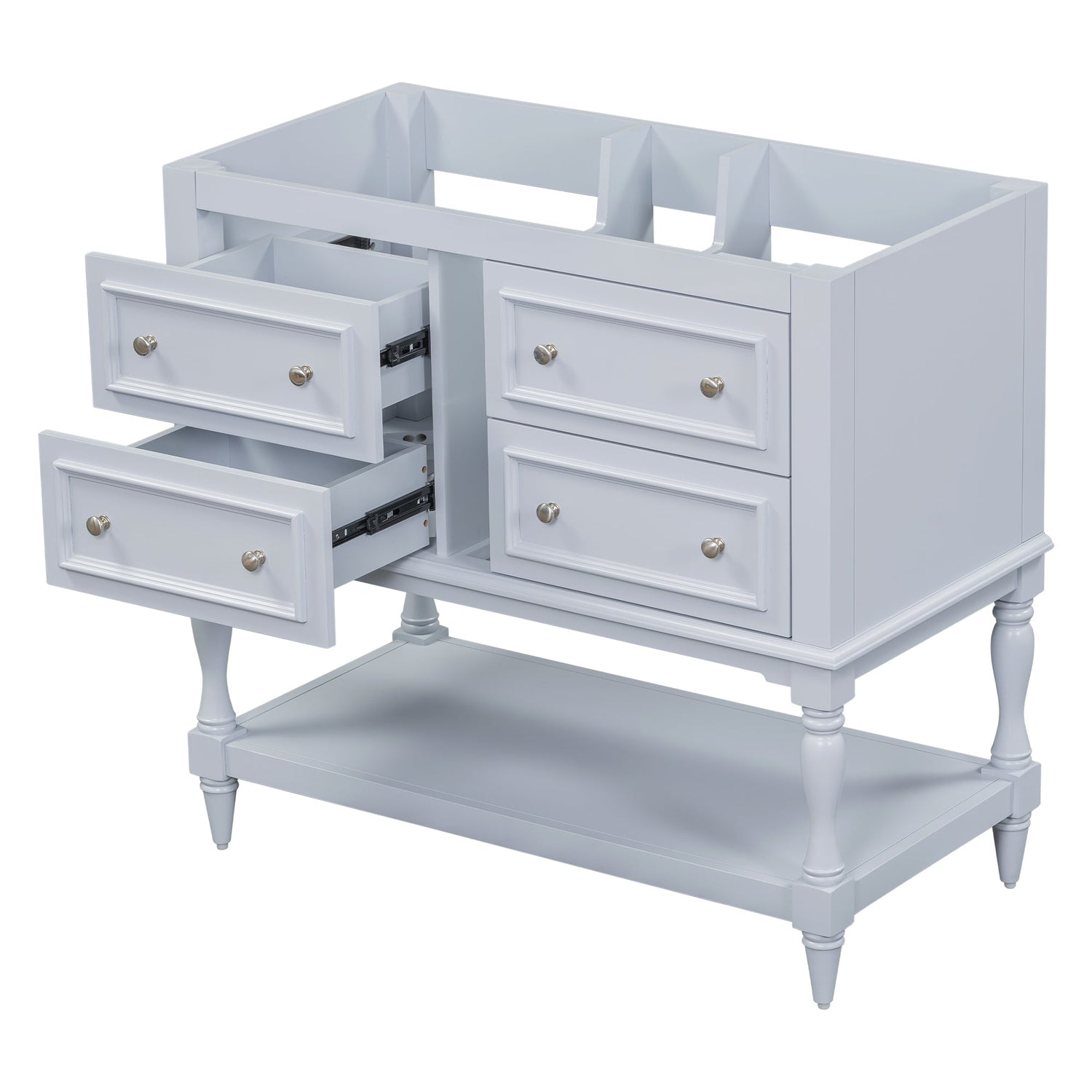 36" Bathroom Vanity Cabinet without Sink Standing Vanity Set with 4 Drawers&amp; Soft Closing Doors Blue (NOT INCLUDE BASIN SINK)