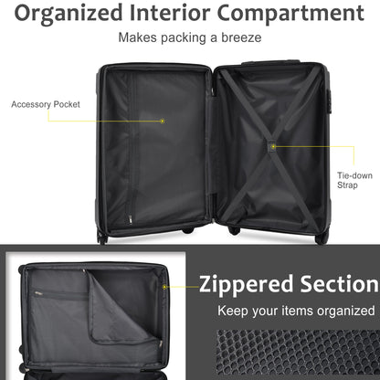 Hardshell Luggage Spinner Suitcase with TSA Lock Lightweight Expandable 24&