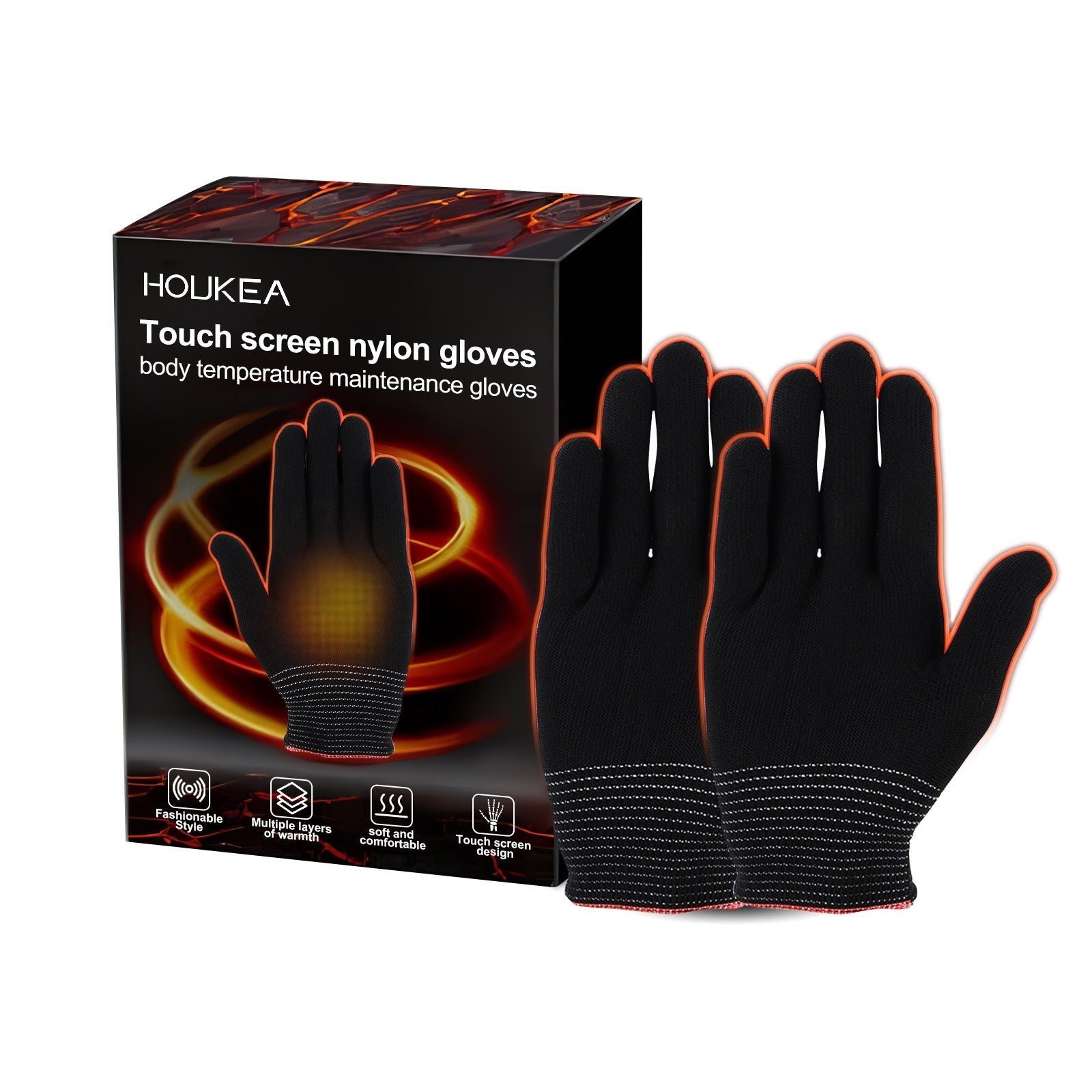 Nylon Gloves, Winter Outdoor Sports Skiing Cold Hand Care Massage Heat Warm Gloves
