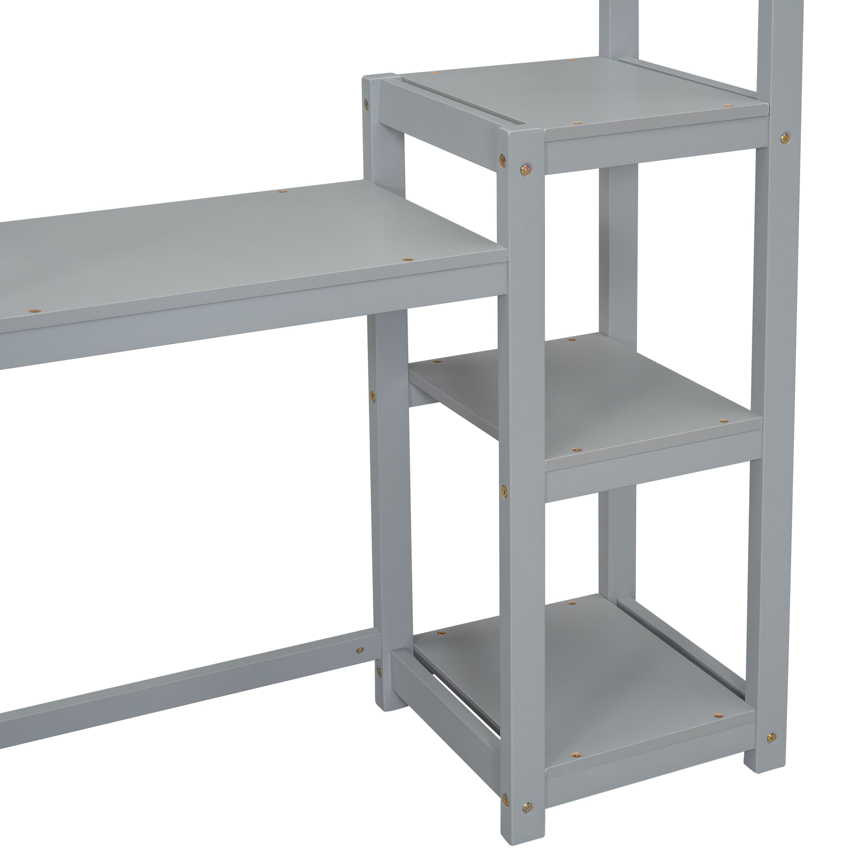 House-shaped Wooden writing Desk,Kids study Table,Bookshelf &amp; Toy Storage,Grey