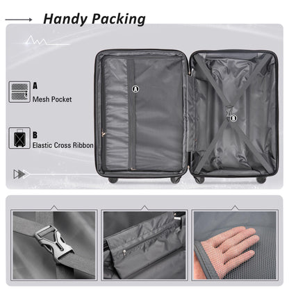 Expanable Spinner Wheel 2 Piece Luggage Set ABS Lightweight Suitcase with TSA Lock 20inch+24inch Purple + Plastic