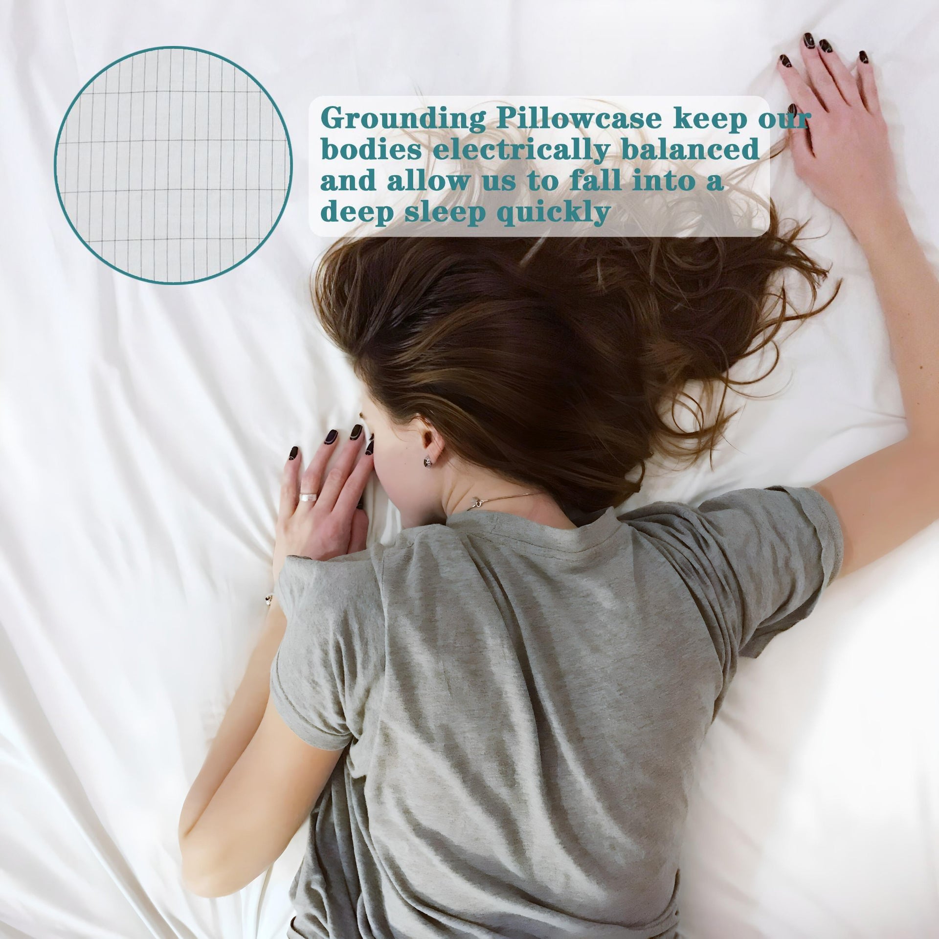 Earthing Ground Pillow Case For Health &amp; EMF Protection Improves Sleep Conductive Silver Fiber Cotton Pillowcase