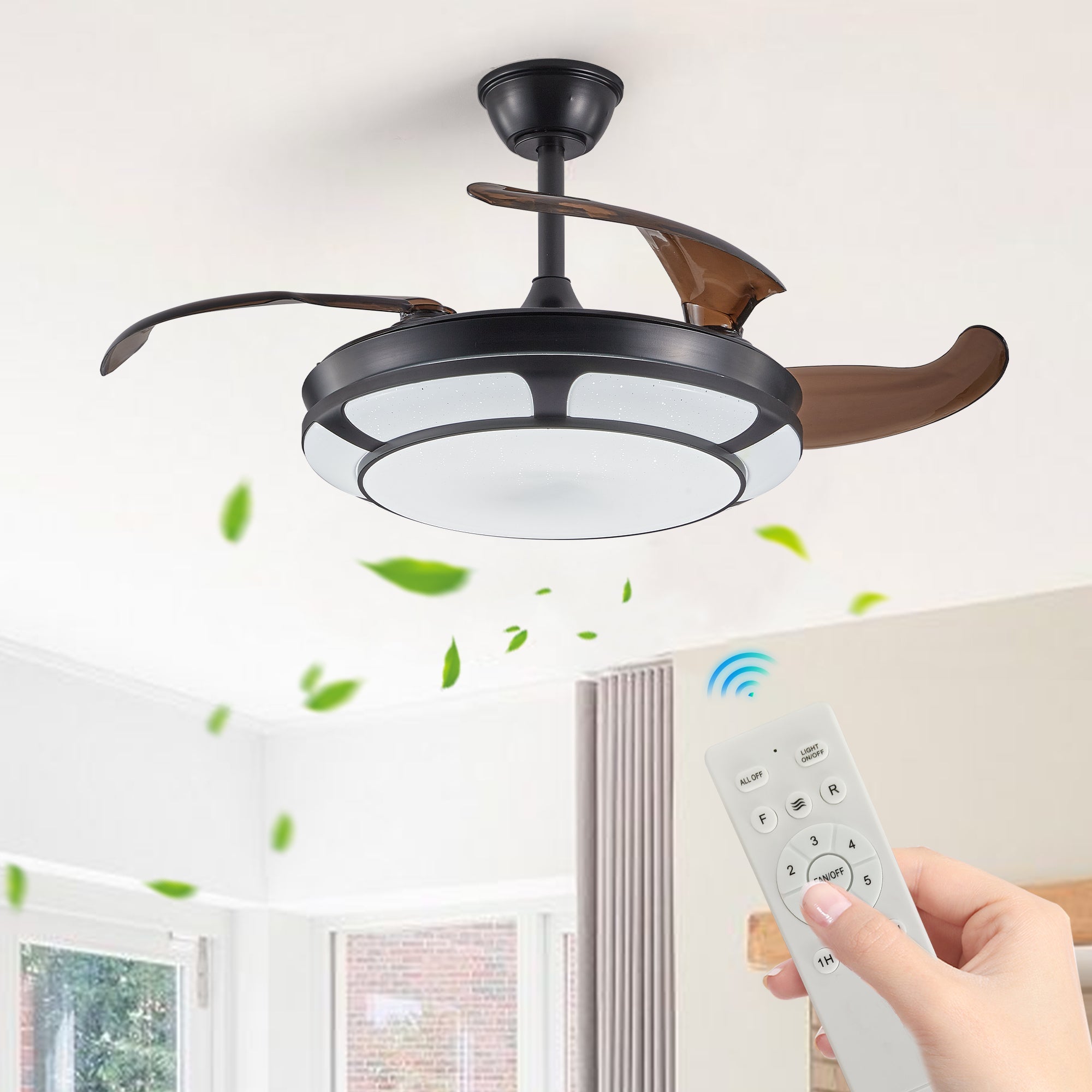 Retractable Invisible Ceiling Fan Light