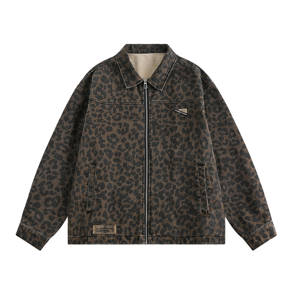 Leopard Print Denim Jacket   Style Men&