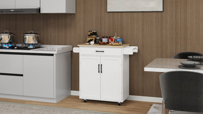 Kitchen island rolling trolley cart with 1 drawer &amp; 2 doors with storage racks &amp; Adjustable Shelves &amp; towel rack