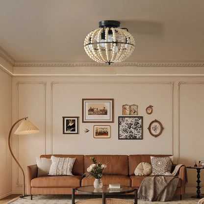 Beaded Wood Chandelier Fan