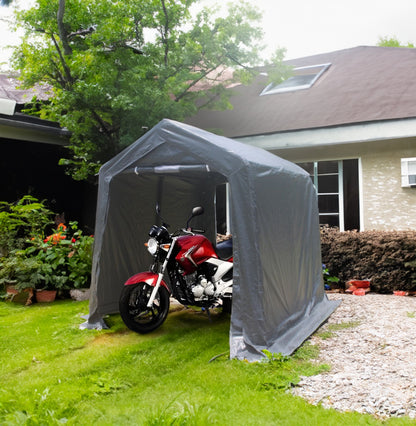 7x8 ft Outdoor Portable Gazebo Storage Shelter Shed with 2 Roll up Zipper Doors &amp; Vents Carport