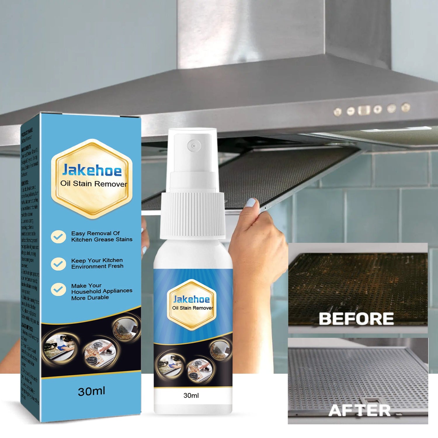 Oil Stain Remover, Kitchen Range Hood Stove Wash Basin Heavy Oil Stain Dirt Cleaner Oil Clean