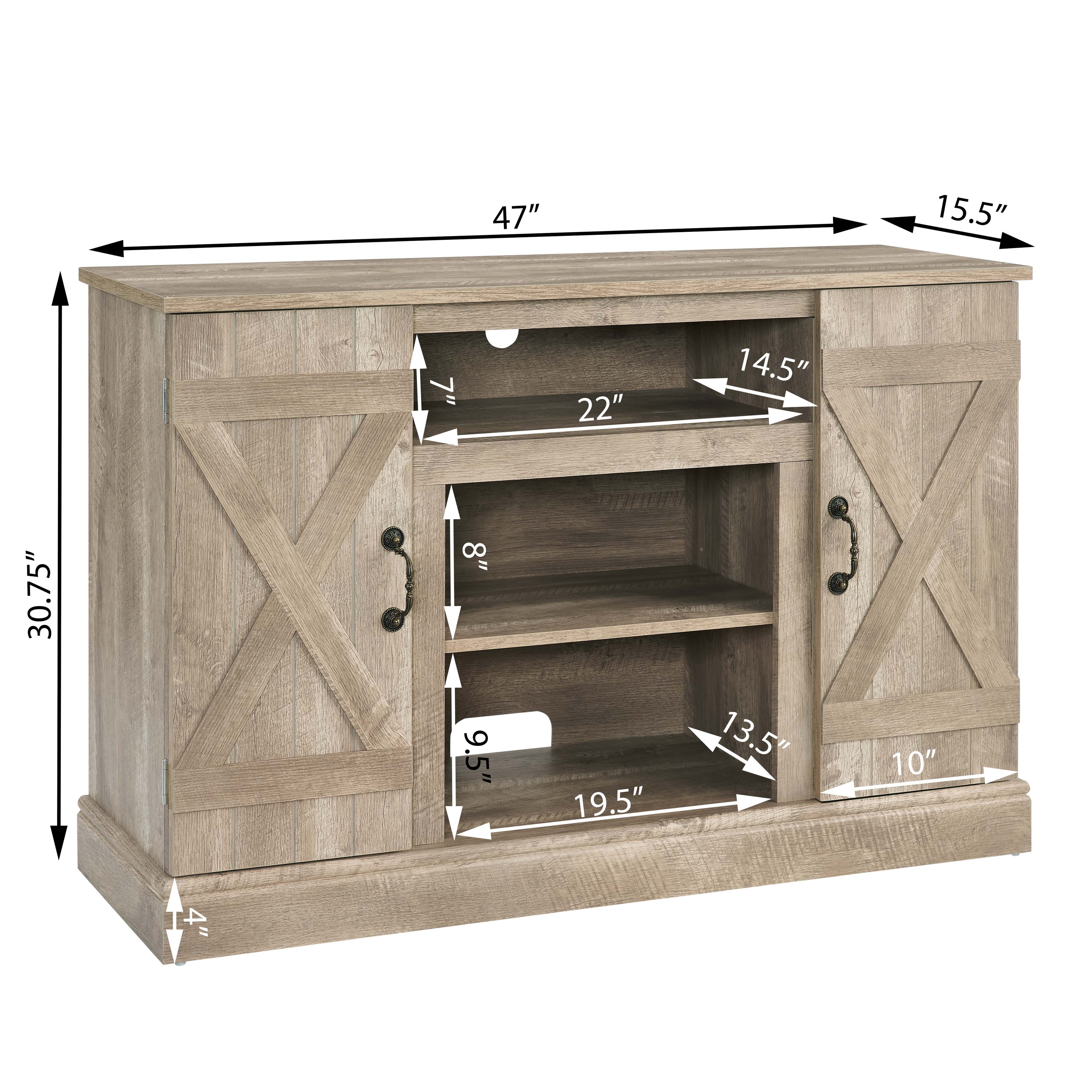 Farmhouse Classic Media TV Stand Antique Entertainment Console with 18" Electric Fireplace Insert for TV up to 50" with Open