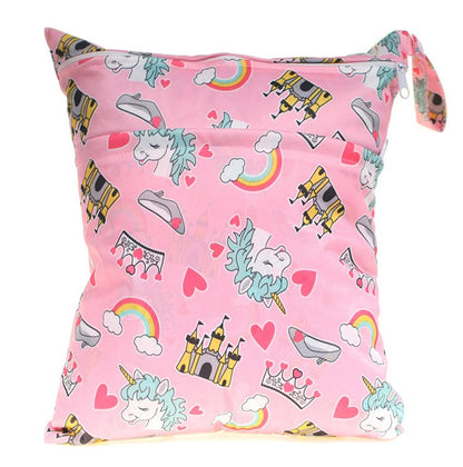 [Sigzagor]Wet Dry Bag With Two Zippered For Baby Diapers Nappies Waterproof Reusable 36cmx29cm