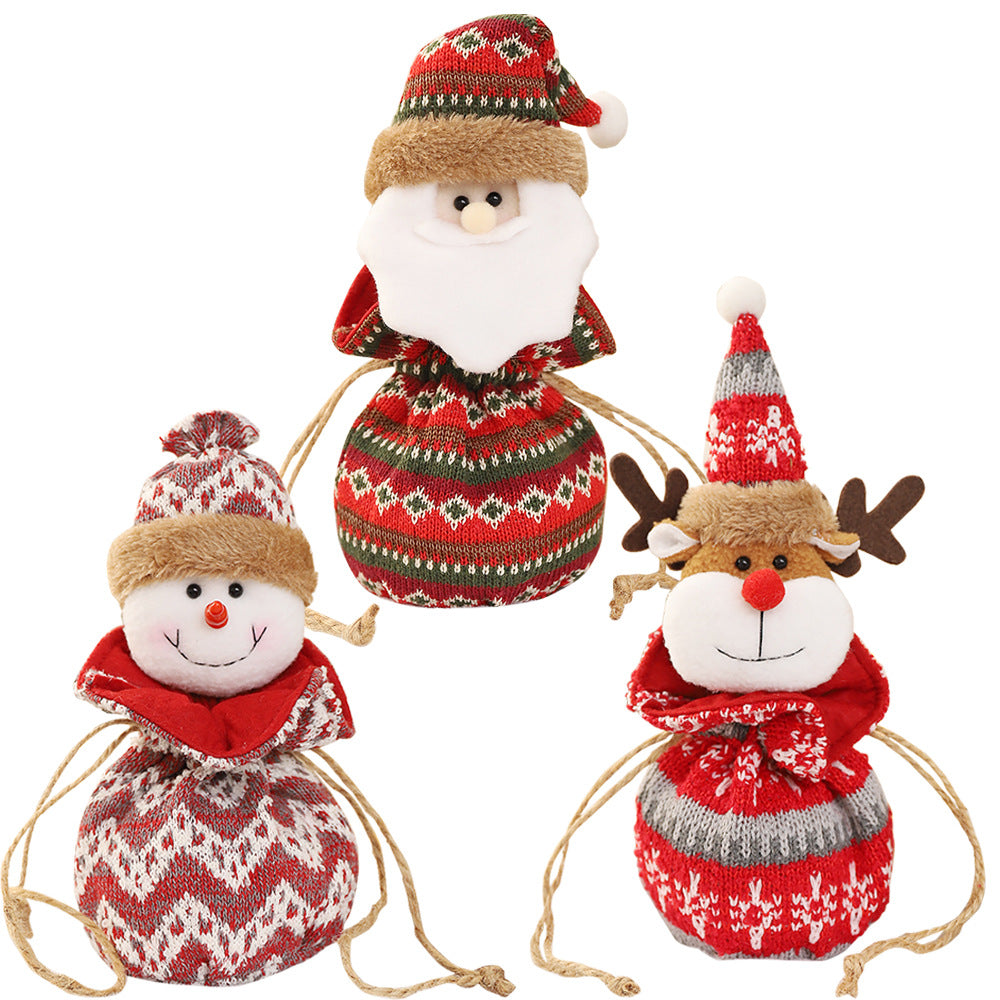 New 3D Knitted Fabric Doll Apple Bag Christmas Decorations Children&