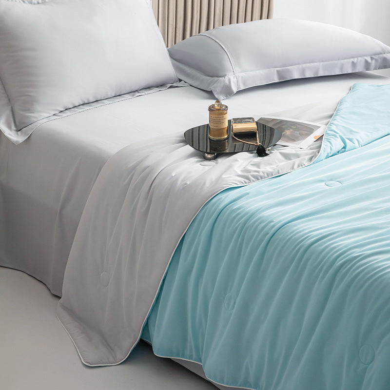 Air Condition Comforter for SummerPure Color, Ice Silk Cooling Blanket, Lightweight and Smooth, Twin, King Size Cold Quilt
