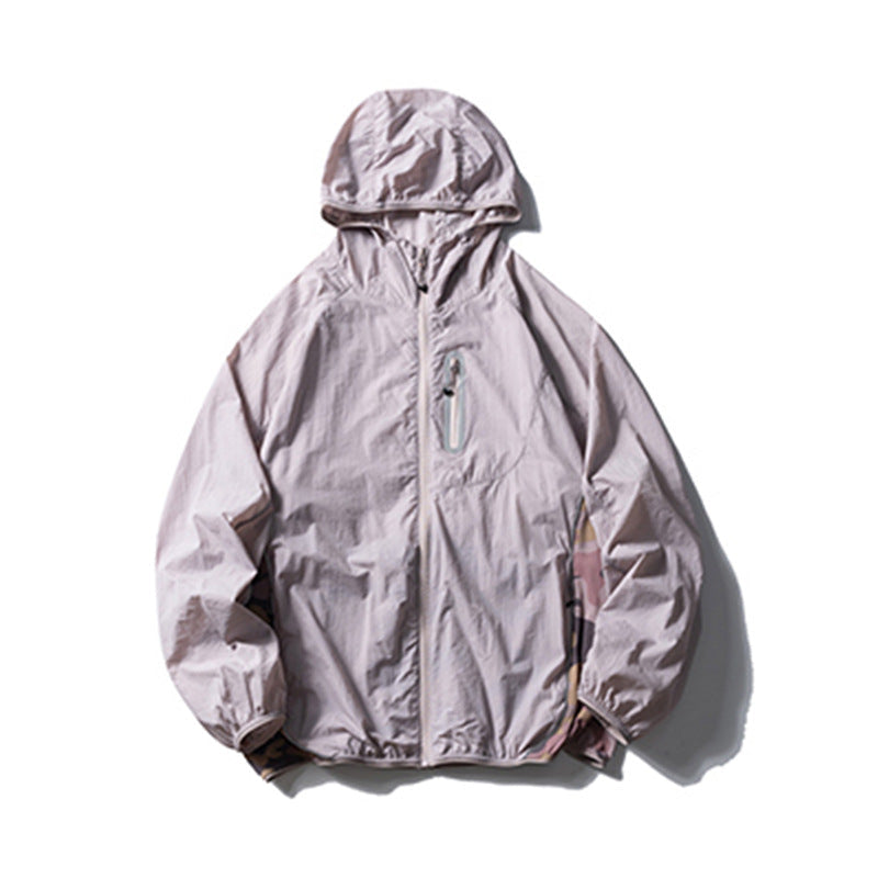 Camouflage Spliced Thin Hooded Sun Protection Clothing Men&