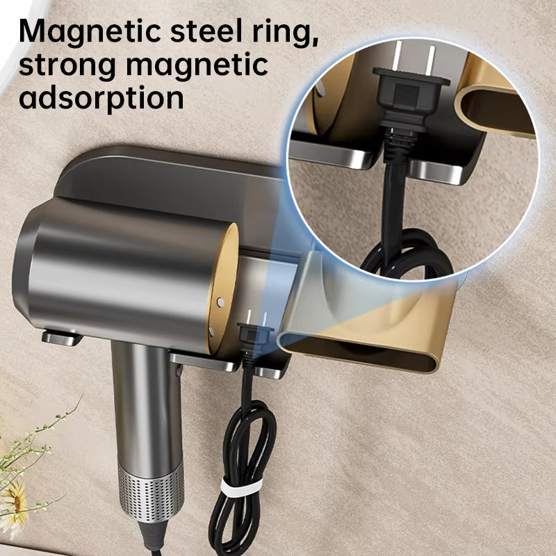 No - drill Magnetic Hair Dryer Wall Mount. Synthetic plastic, for Dyson/Leihen/Kexi. Colors: gray &amp; white