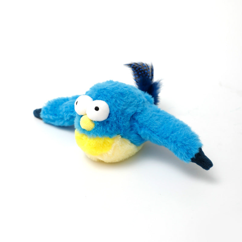 Rechargeable Chirping Flapping Bird (Non-Flying) Interactive Cat Toy, Ideal for Indoor Cats - Touch Activated Plush Toy