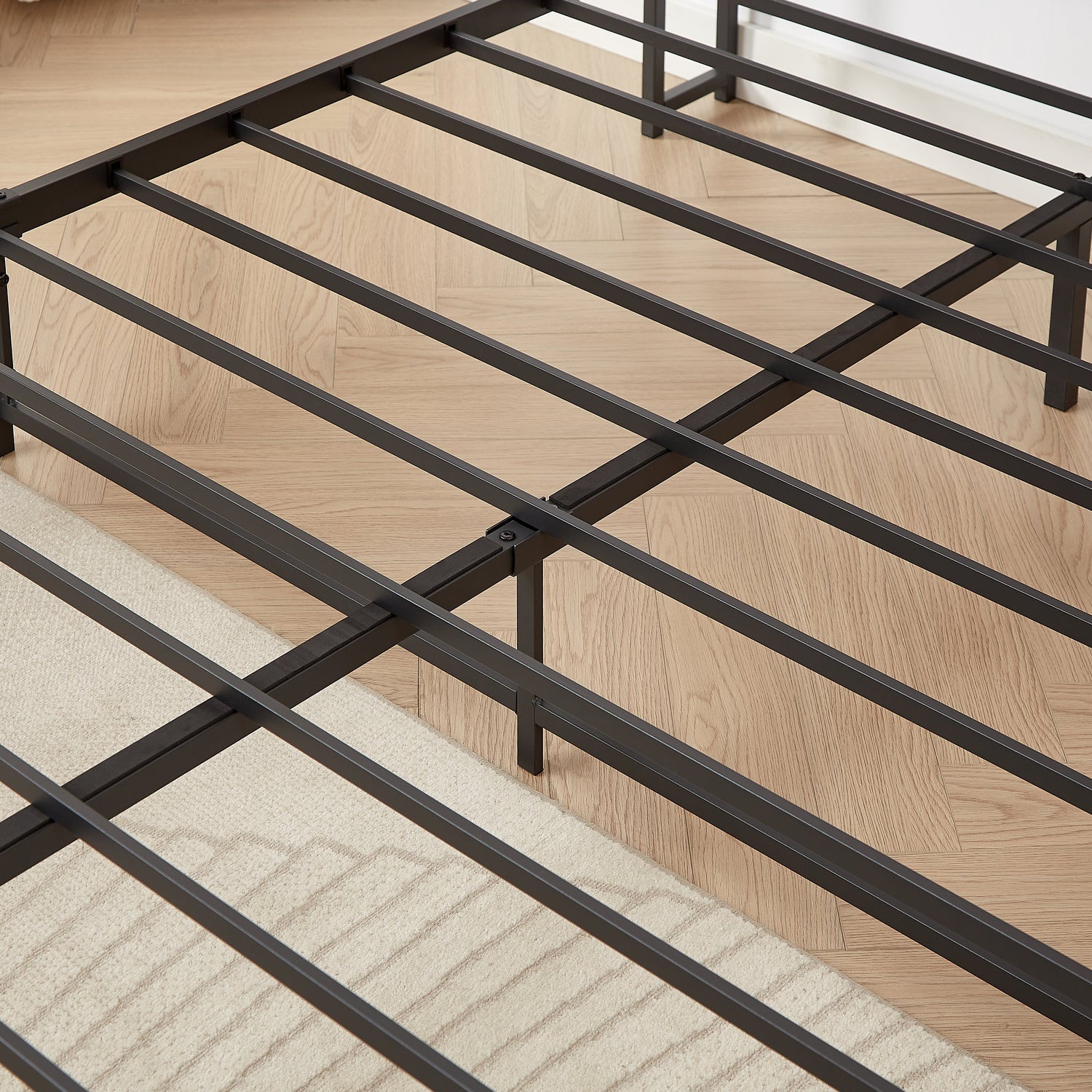 Bed frame with charging station full size, Rustic Brown, 83.1&